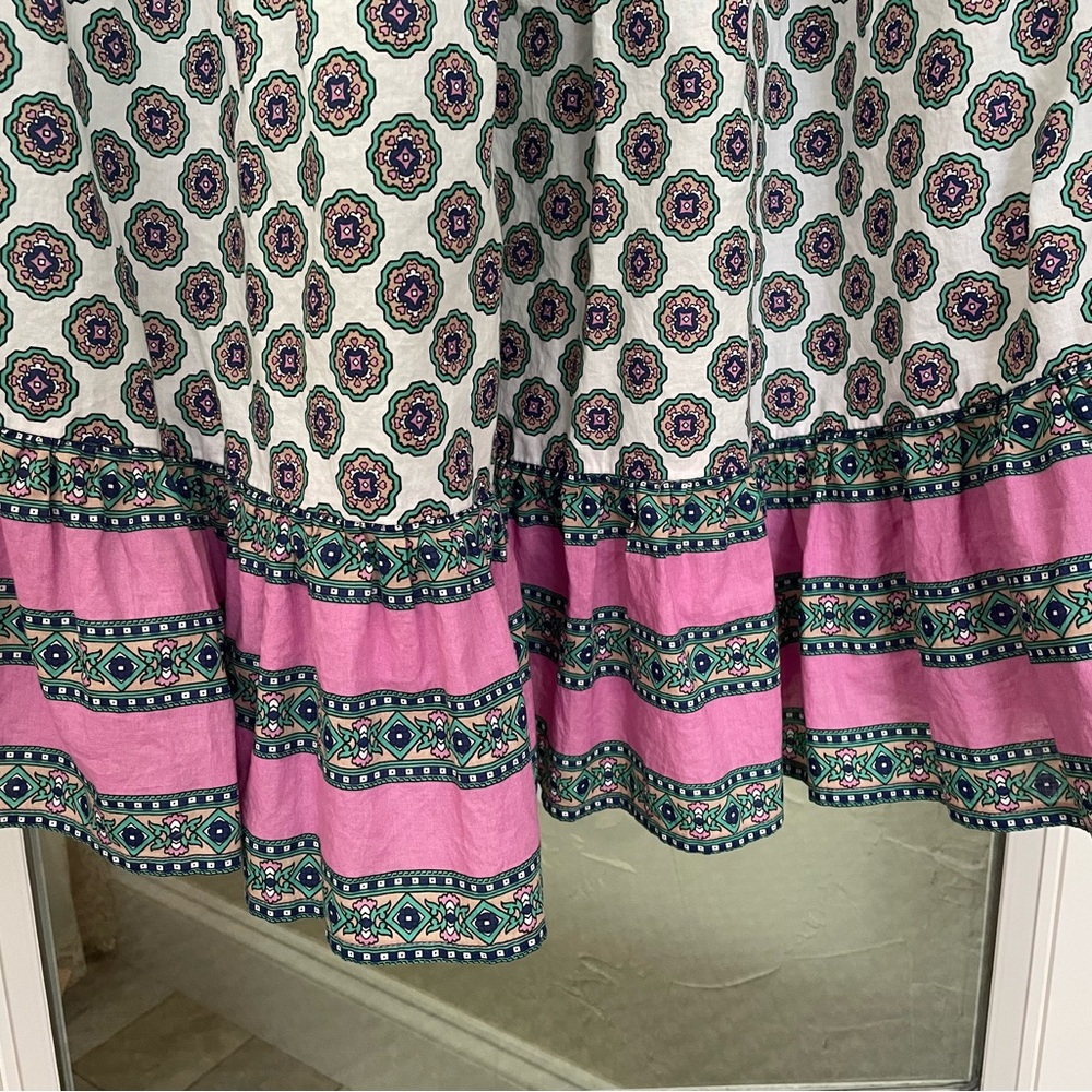 J.Crew Organic Cotton Wedding Guest Midi Dress L | Print Boho graduation dress - Picture 10 of 12